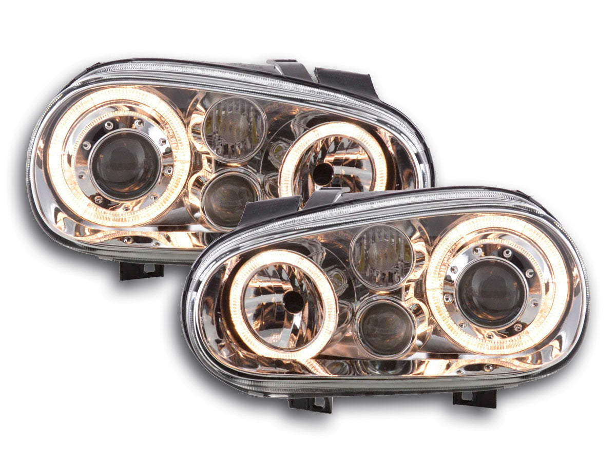 Scheinwerfer Set Angel Eyes VW Golf 4 Typ 1J 98-03 chrom Scheinwerfer Set Angel Eyes VW Golf 4 Typ 1J 98-03 chrom